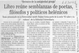 Libro reúne semblanzas de poetas, filósofos y políticos helénicos  [artículo]