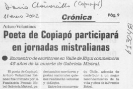 Poeta de Copiapó participará en jornadas mistralianas  [artículo]