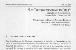 "Las telecomunicaciones en Chile"  [artículo] Enrique Navarro Beltrán