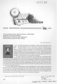 "El contraalmirante don Galvarino Riveros"  [artículo] Walter Berlinger Landa