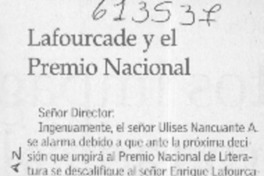 Lafourcade y el Premio Nacional  [artículo] Ángel J. Uribe