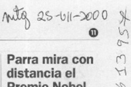 Parra mira con distancia el Premio Nobel  [artículo]