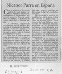 Nicanor Parra en España  [artículo]