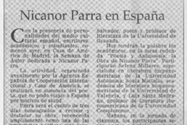 Nicanor Parra en España  [artículo]