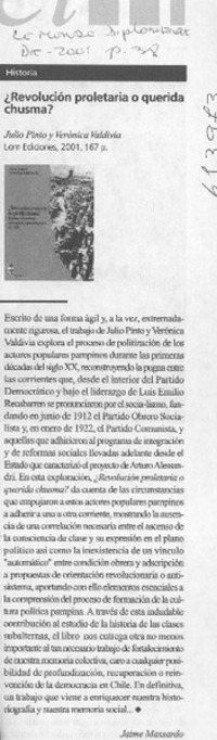 ¿Revolución proletaria o querida chusma?  [artículo] Jaime Massardo