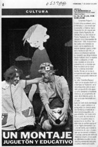 Un montaje juguetón y educativo  [artículo] Leopoldo Pulgar I.