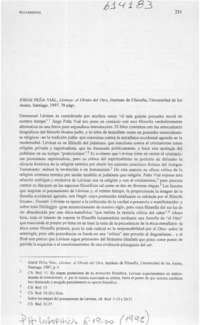 Lévinas, el olvido del otro  [artículo] Cristóbal Orrego S.