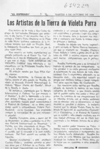 Los artistas de la tierra de Violeta Parra  [artículo]