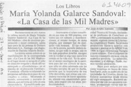 María Yolanda Galarce Sandoval, "La casa de las mil madres"  [artículo] José Arraño Acevedo
