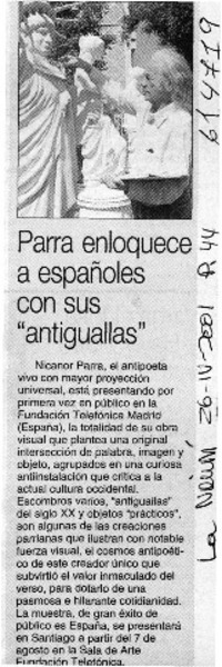 Parra enloquece a españoles con sus "antiguallas"  [artículo]