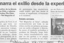 Libro narra el exilio desde la experiencia  [artículo]