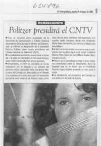 Politzer presidirá el CNTV  [artículo]