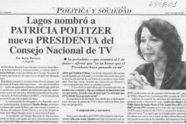 Lagos nombró a Patricia Politzer nueva presidenta del Consejo Nacional de TV  [artículo] Boris Bezama