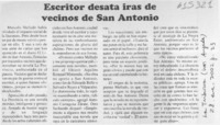 Escritor desata iras de vecinos de San Antonio  [artículo]