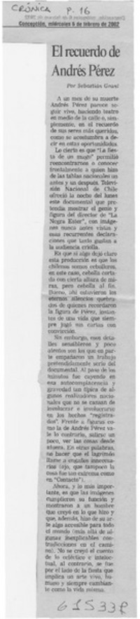 El recuerdo de Andrés Pérez
