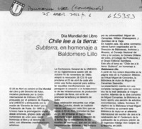 Chile lee a la tierra, Subterra, en homenaje a Baldomero Lillo  [artículo]