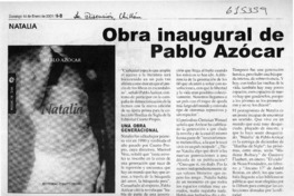 Obra inaugaral de Pablo Azócar  [artículo]