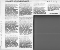 100 años de Homero Arce  [artículo] José Vargas Badilla