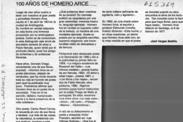 100 años de Homero Arce  [artículo] José Vargas Badilla