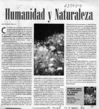 Humanidad y naturaleza  [artículo] Roberto Hozven