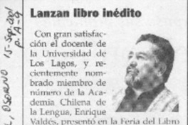 Lanzan libro inédito  [artículo]