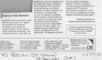 Sobre la Totó Romero  [artículo] Daniela Recabarren