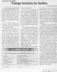 Trabajo histórico de Quillón  [artículo] Alfonso Mora García