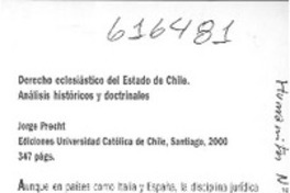 Derecho eclesiástico del Estado de Chile  [artículo] Hernán Corral Talciani