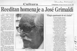 Reeditan homenaje a J. Grimaldi  [artículo]