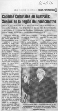 Cabildos culturales en Australia, sueños en la región del reencuentro  [artículo]
