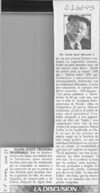 Eliana Godoy creadora incansable  [artículo] Carlos René Ibacache I.