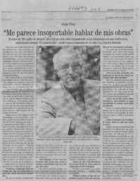 "Me parece insoportable hablar de mis obras"  [artículo]