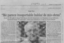 "Me parece insoportable hablar de mis obras"  [artículo]