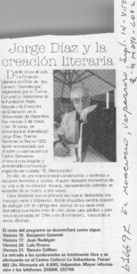 Jorge Díaz y la creación literaria  [artículo]