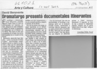 Dramaturgo presentó documentales itinerantes  [artículo] Carolina Uribe Assef