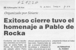 Exitoso cierre tuvo el homenaje a Pablo de Rokha  [artículo] Patricio Rodríguez