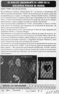 Se realizó lanzamiento de libro en la biblioteca pública de Parral  [artículo]