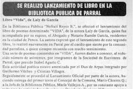 Se realizó lanzamiento de libro en la biblioteca pública de Parral  [artículo]