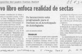 Nuevo libro enfoca realidad de sectas  [artículo]