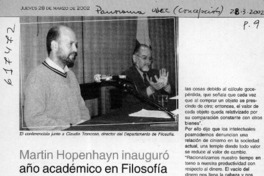 Martín Hopenhayn inauguró año académico en Filosofía  [artículo]