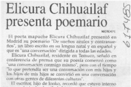 Elicura Chihuailaf presenta poemario  [artículo]