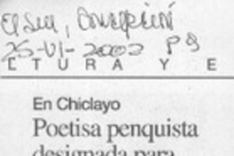Poetisa penquista designada para encuentro en Perú  [artículo]