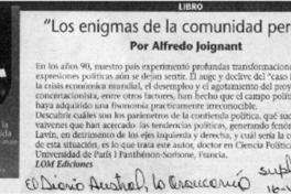 "Los enigmas de la comunidad perdida"  [artículo]