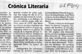 Crónica literaria  [artículo] Ramón Riquelme
