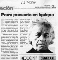 Parra presente en Iquique  [artículo]