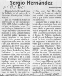 Sergio Hernández  [artículo] Ramón Riquelme