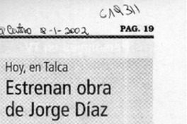 Estrenan obra de Jorge Díaz  [artículo] M. H.