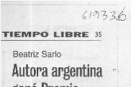 Autora argentina ganó Premio José Donoso  [artículo]