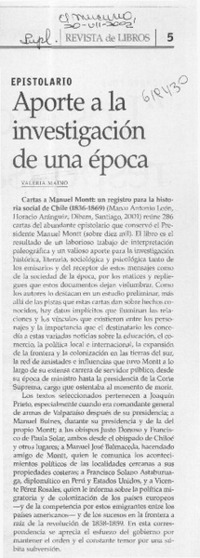 Aporte a la investigación de una época  [artículo] Valeria Maino