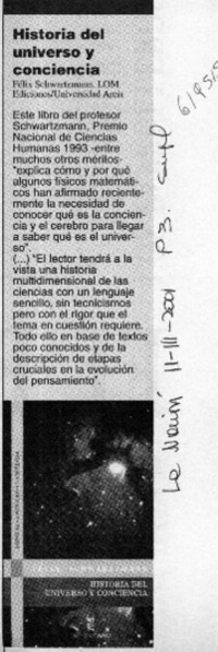 Historia del universo y conciencia  [artículo]